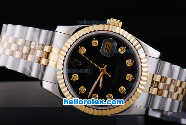 Rolex Datejust Automatic Movement with Diamond Marking and Black Dial - Click Image to Close